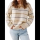 thumbnail image 2 of Suéter de Mujer con Borde Acanalado A Rayas, Larga, Cuello Redondo, Hombros Caídos, Suéteres de Otoño Albaricoque M, 2 of 7