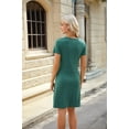thumbnail image 6 of Women'S Short Sleeve Ruched Casual Sundress Midi Bodycon T Shirt Dress Dark green XL, 6 of 9