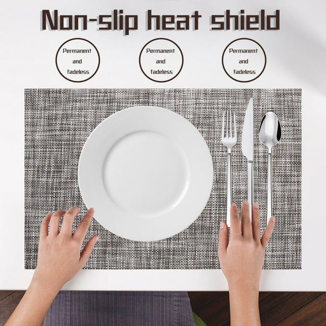 Fiudx Mantel Individual de Estilo Europeo, Aislamiento Térmico Grueso, Tejido a Mano En Pvc, Diseño Elegante para Vajilla, Lavable y de Secado Rápido, Ideal para Cocina y Sala de Estar, 45 X 30 Cm.
