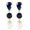 thumbnail image 2 of Galaxy Gold 14K Yellow Gold 10.1 Carat Natural Sapphire and Pearl Dangle Earrings - September Birthstone - Truth & Nobility - Fine Jewelry for Women, 2 of 2