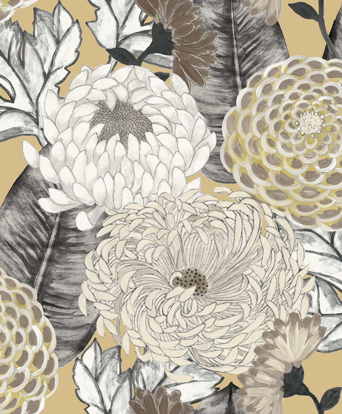 Sand and Beige Bold Floral Non-Woven Wallpaper