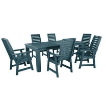 Highwood 7-pc Weatherly Dining Set - 42" x 84" Rectangle Table, Dining Height, Outdoor, Eco-friendly, Synthetic Wood