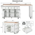 thumbnail image 2 of Harper & Bright Designs Kitchen Island with Extendable Dining Table, Kitchen Storage Table with 3 Side Open Shelves, Rolling Kitchen Island with Power Outlet and 3 Drawers, White, 2 of 17