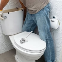 Luxshiny Universal Side Mount Toilet Flush Handle Replacement with Smooth Push Button Operation Silver