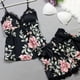 thumbnail image 2 of Conjunto de pijama de 2 piezas Nituyy de satén y seda para mujer con encaje y cuello en V, 2 of 6