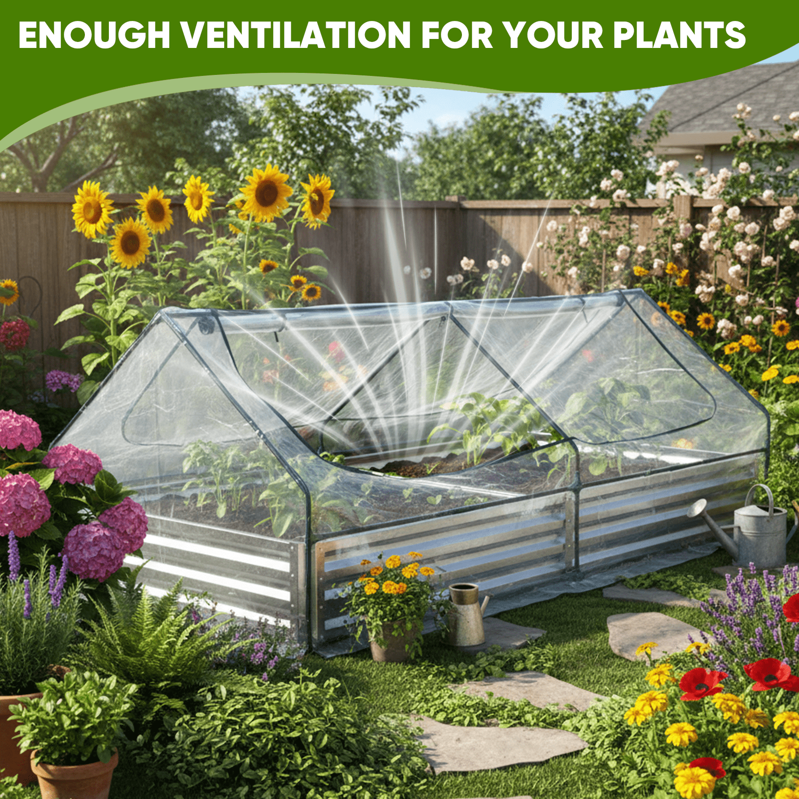 TrumanPick Greenhouse for Raised Garden Bed, Portable Cold Frame Plant Cover with Roll-Up Zipper Windows, UV Resistant PVC Gardening Tent for Outdoor Vegetables & Flowers, Green