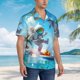 thumbnail image 3 of Balery Astronaut Tropical Dolphin Camisas hawaianas de manga corta para hombre, camisas playeras de corte holgado, camisas de vacaciones con botones,XX-Large, 3 of 7