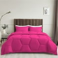 thumbnail image 2 of 1 Piece Honeycomb Design Comforter, 800 TC, 100% Egyptian Cotton, Oversized Super King Size Hot Pink Solid, 2 of 5