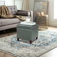 thumbnail image 6 of 18x18 Faux-Leather Square Storage Ottoman with Hinged Lid Padded Lift Top Footstool, Grey Cement, 6 of 15