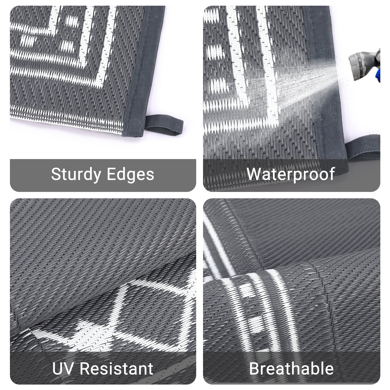 EliteEdge 8*10 Outdoor Rug - Waterproof Double-Sided Plastic Straw Rug, Modern Diamond Border Design P-Tube Outdoor Plastic Mat - Modern - Diamond Double Frame, Suitable for Patio, Camping, Balcony,