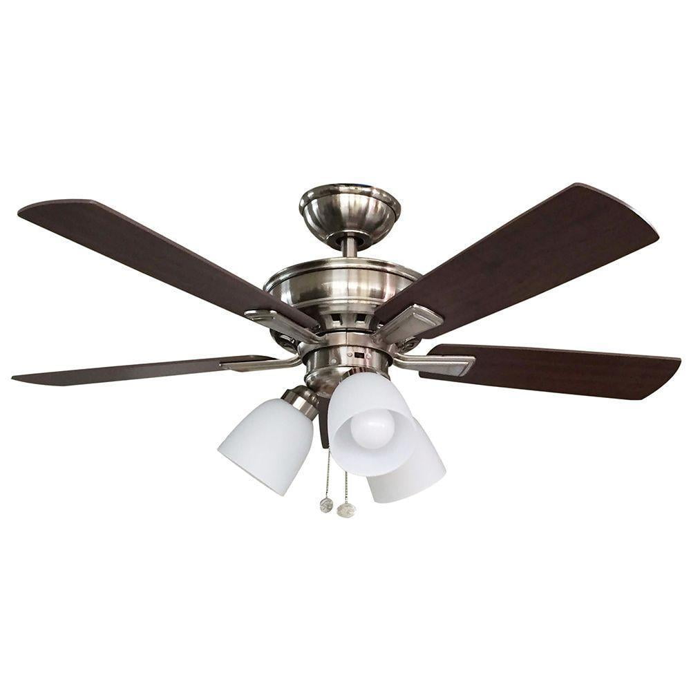 Hampton Bay Vaurgas 44" LED Indoor Brushed Nickel Ceiling Fan with Light Kit 