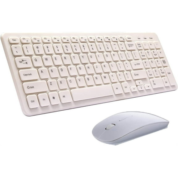 LINLIN Wireless Keyboard and Mouse Combo,Quiet 2.4G Full-Size Keyboard and Optical Mice Ergonomic Keyboard Mouse with USB Receiver for PC,Desktop,Laptop