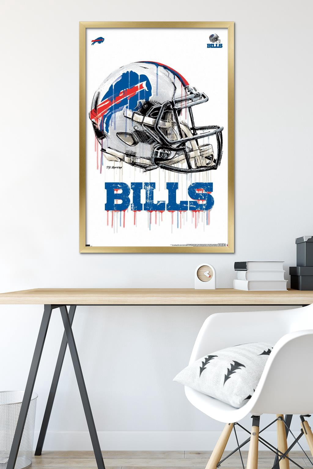 NFL Buffalo Bills - Drip Helmet 20 Wall Poster, 22.375" x 34", Framed