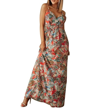 

koaiezne Women s Summer Dress Floral Spaghetti Strap Sleeveless V Neck Casual Swing Sundres Corset Dresses for Women Crazy Dresses Women