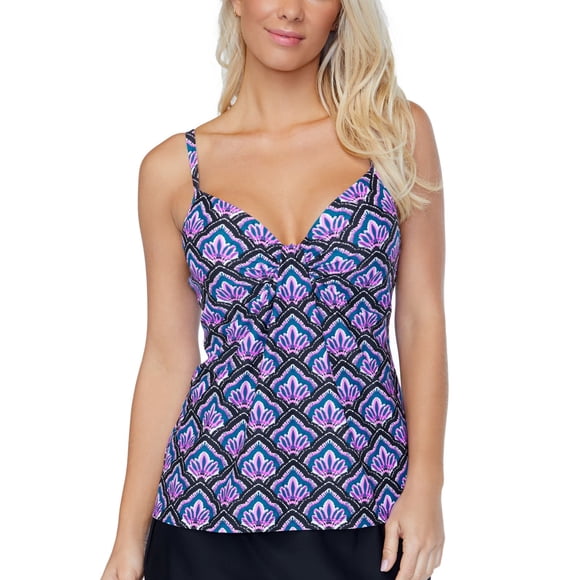 Island Escape Scorpio Underwire Tankini Top,Purple,8