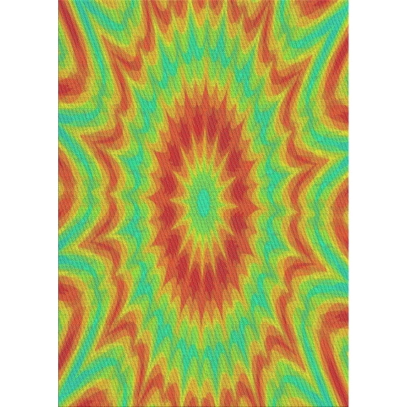 Ahgly Company Indoor Rectangle Patterned Green Abstract Area Rugs, 7' x 9'