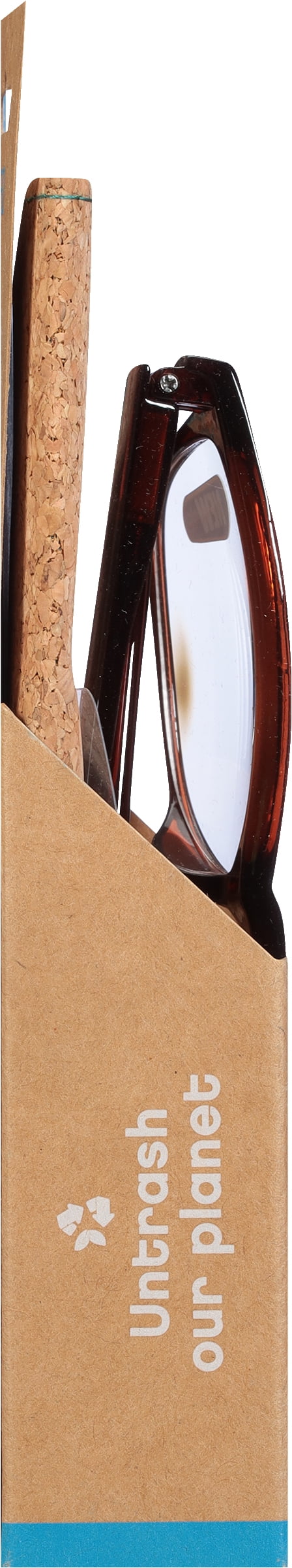 B.E Bio Eyes Mens Rectangular Reading Glasses Made from Recycled Plastic Zera +1.50 in Brown