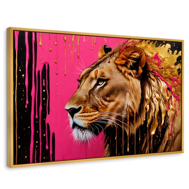 Cuadro Decorativo Canvas Revolution Marco Flotante Melena Majestuosa 90x60 Marco Dorado