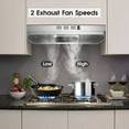 thumbnail image 4 of 30 inch Range Hood Under Cabinet, Stainless Steel Kitchen Vent Hood 280CFM, Built-in Kitchen Stove Hood w/Rocker Button Control, Ducted/Ductless Convertible Duct, 2 Speeds Fan, Bright LED Light, 4 of 7