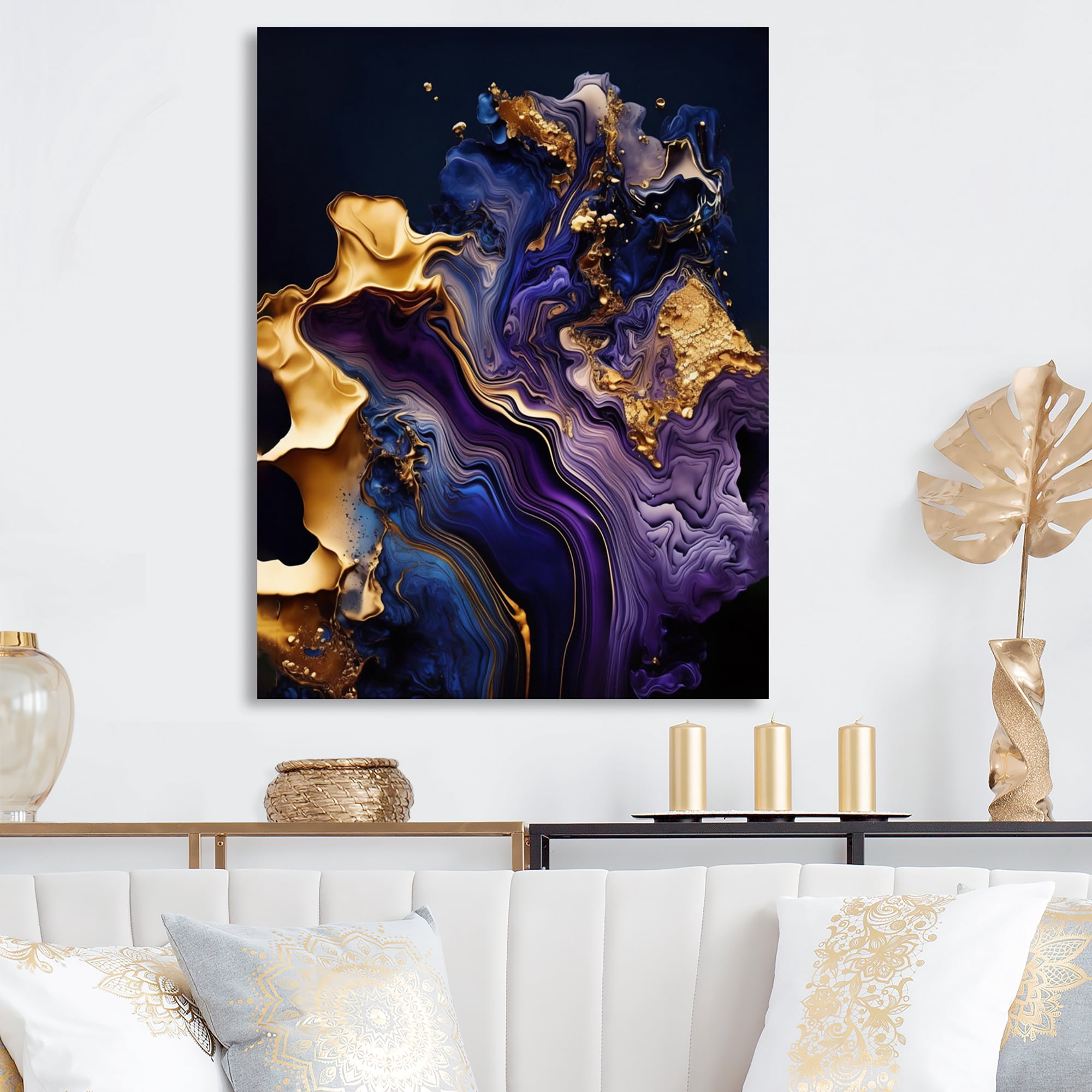 Designart Abstract Marble Geode Purple I Canvas Wall Art
