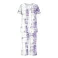 thumbnail image 3 of Tnhcen 2-Piece Women's Print Summer Pajama Set Comfy Short Sleeve Capri Pants with Pockets Homewear S-3XL, 3 of 6