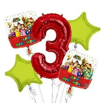 Super Mario Balloon Bouquet 3rd Birthday 5 pcs - Party Supplies
