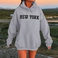 thumbnail image 4 of New York Hoodies for Women 2025 Fall Winter Long Sleeve Hooded Sweatshirt with Pockets Pullover Tops Streetwear, 4 of 5
