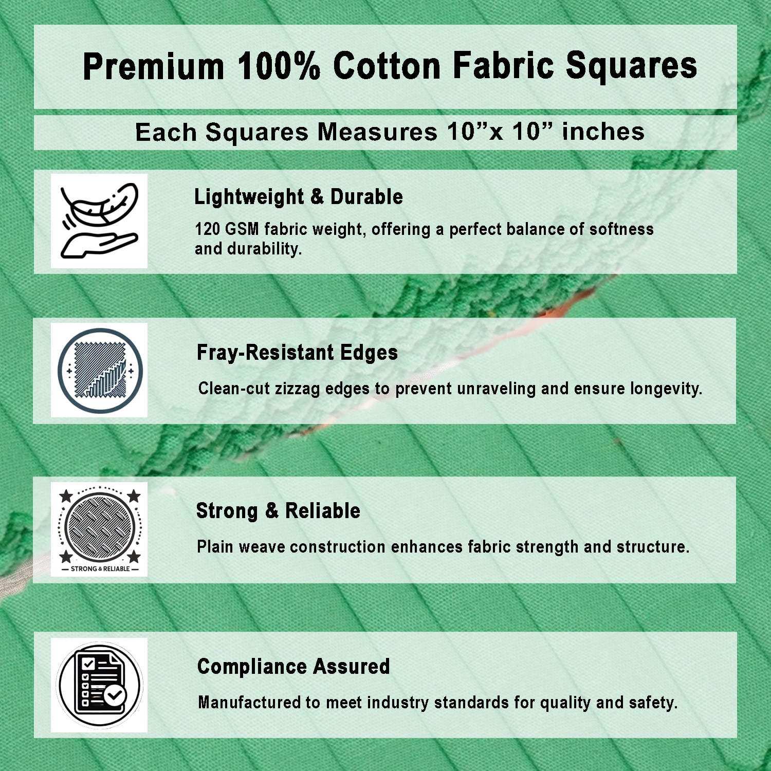 Soimoi 40 Pcs 10 x 10 inches Solid Quilting Fabric Bundles Precut, DIY Cotton Fabric Squares, Solid Layer Cakes Patchwork Materials for Crafts, Charm Squares for Quilts, Sewing - Mint Green