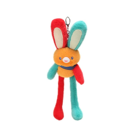 CSSAD Easter Bunny Toy Extendable Pull Funning Rabbits, Multicolor Stuffed Bunny Toy with Pull Up Ears, Pet Plush Bunny Doll Keychain Bag Gift Pendant for Kids