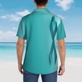 thumbnail image 4 of KLL a Teal Ribbonin Print Men's Hawaiian Shirt Short Sleeve Button Down Beach Shirts,X-Large, 4 of 7