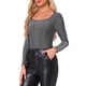 thumbnail image 4 of INSPIRAR CHIC Body de Fiesta para Mujeres con Puntos Metálicos Brillantes Cuello Cuadrado de Manga Larga L Plata Negro, 4 of 6