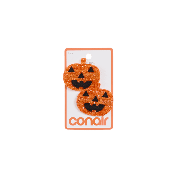 Scunci by Conair Pumpkin Salon Hair Clips, Orange and Black, 2-Count Pack