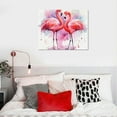 thumbnail image 5 of COMIO  Flamingos Canvas Wall Art Decor, Funny Two Pink Flamingos Kiss and Hug Watercolor Art Picture Paintings for Bathroom Living room Kids Room Kindergarten Modern Home Walls Decoration, 5 of 5