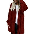 thumbnail image 2 of Winter Women Hooded Coat Long Sleeve Faux Fur Jacket for Daily Wear, 2 of 8