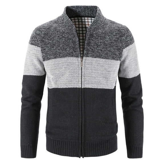 Fesfesfes Mens Sweater Jacket Winter Turtleneck Zipper Tops Long Sleeve Knitted Sweater Top Outwear Coat Sale or Clearance