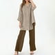 thumbnail image 2 of Conjuntos de 2 piezas para mujer: blusa de pierna ancha y pantalones elásticos. Camisa informal con cuello en V y bolsillos. Ropa urbana para todas las estaciones., 2 of 5