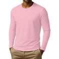 thumbnail image 4 of Dresfit Mens Thermal Shirts Crew Neck Big and Tall Shirt Fall Knit Long Sleeve Solid Color Athletic Tops 2025 Lightweight Basic Loose Fit Pullover Tops Pink XL, 4 of 7