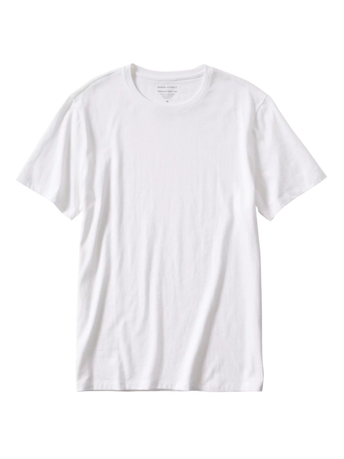 Banana Republic Men's Crew Neck Premium-Wash T Shirts (White, Large ...
