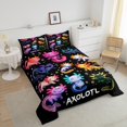 thumbnail image 4 of Axolotl Queen Comforter Set Cartoon Wildlife Bedding Set For Boys Girls,Bubble Ocean Animal Kids Down Comforter,Colorful Rainbow Wild Animal Bed Set Room Decor, 4 of 7