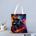 thumbnail image 2 of Moto Bici Bolso de tela con estampado de lienzo para mujer, bolsa de compras reutilizable y estética, con cremallera interior, regalo para mujer, 35 × 40 cm., 2 of 6