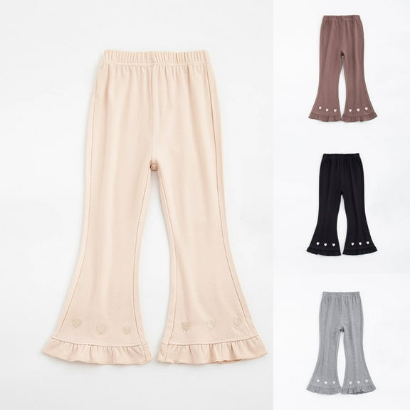 Fesfesfes Girls Flare Pants Comfy Loose Pants Embroidered Casual Pants Flared Pants Big Girls Pants