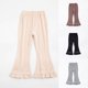 thumbnail image 4 of Odeerbi 3-9 Años Niñas Algodón Pantalones Acampanados Ruffle Pantalones de Campana Bordado Casual Pantalones Largos, 4 of 5