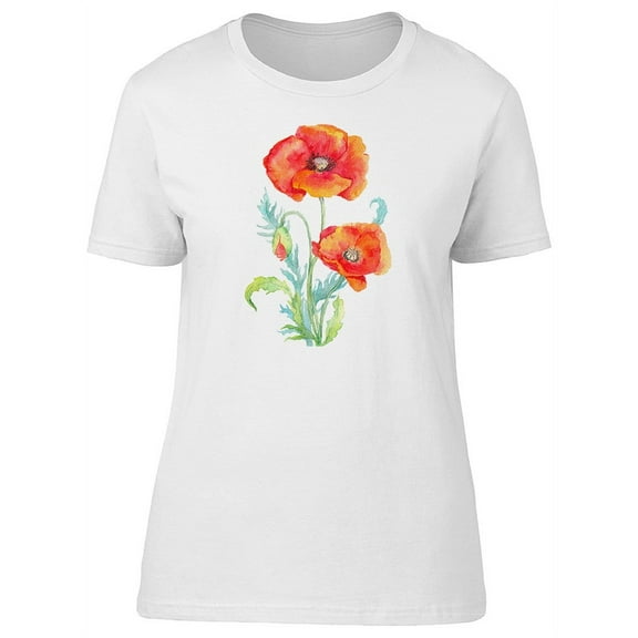 Watercolored Red Poppy T-Shirt Women -Image by Shutterstock, Female XX-Large