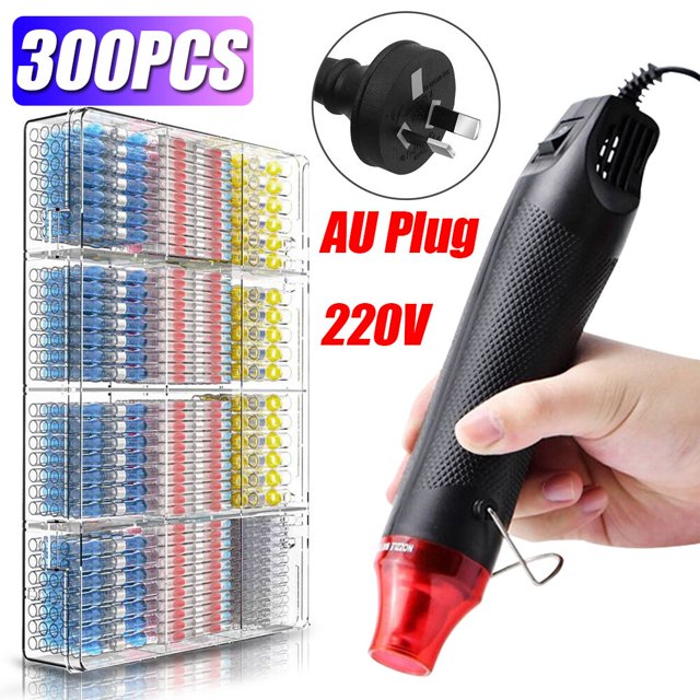 Pistola de aire caliente de 300W, soplador eléctrico para envoltura de soldadura de tubos retráctiles, sello de goma de plástico con sello de soldadura de 50/100 piezas