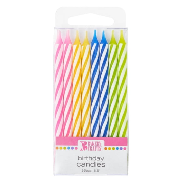 Spiral Assorted Candles 16 pcs 3.5 by Bakery Crafts"