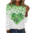 thumbnail image 2 of Women Long Sleeve Tops Green Shamrock Graphic Shirt Round Neck Pullover Tees St. Patrick's Day Printed Tshirt s, 2 of 5