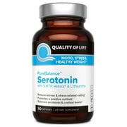 Quality of Life Pure Balance Serotonin Premium 5-HTP & Stress Supplement–Helps Boost Serotonin & Cortisol Levels–Mood & Sleep–Includes Relora, Rhodiola, Vitamin D3 & L-Theanine–90 Capsules