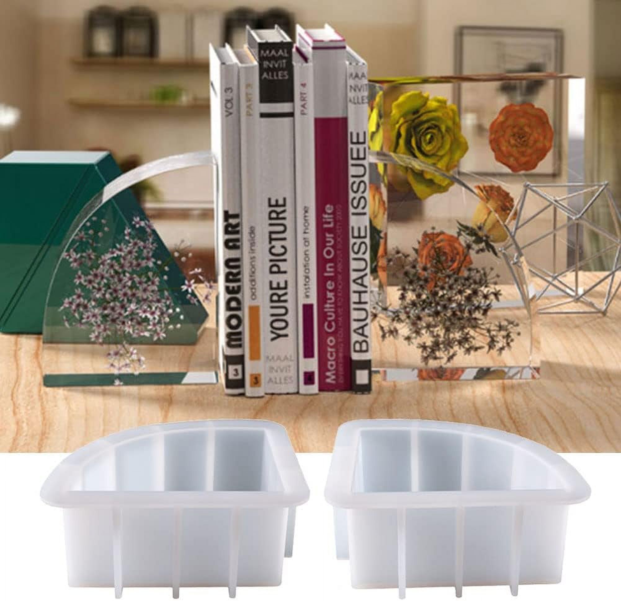 Liho Large Resin Molds,Bookend Resin Molds,Large Geode Book Organize Resin Molds Silicone,Crystal Epoxy Deep Resin Molds,Epoxy Resin Molds for Flowers Preservation,Bookends DIY(Sector) A605