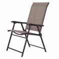 thumbnail image 3 of Set of 2 Outdoor Folding Patio Chairs in Brown with Black Metal Frame, 3 of 5
