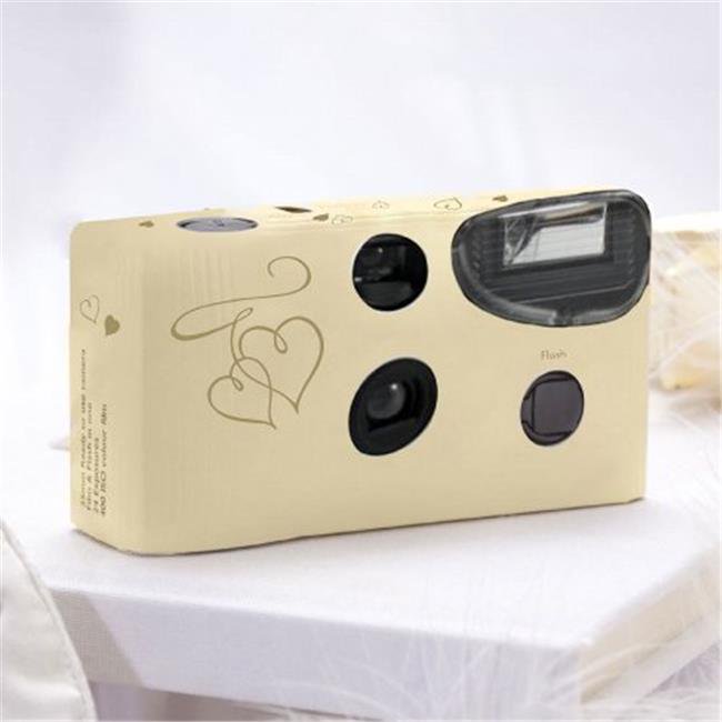 Weddingstar 550755 Enchanted Hearts Ivory And Gold Single Use Camera